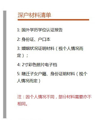 留学生落户深圳所需材料
